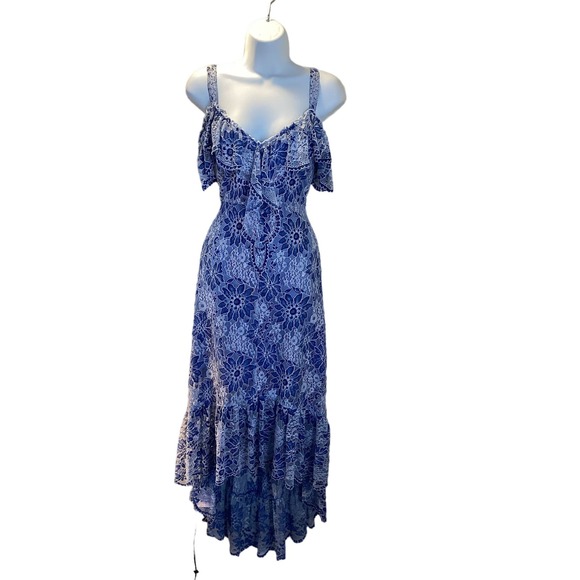 BCBGMaxAzria Blue Lace Midi Dress - Picture 2 of 12